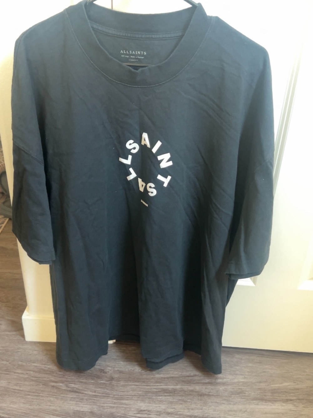 All Saints Black Short-Sleeve Logo Tee